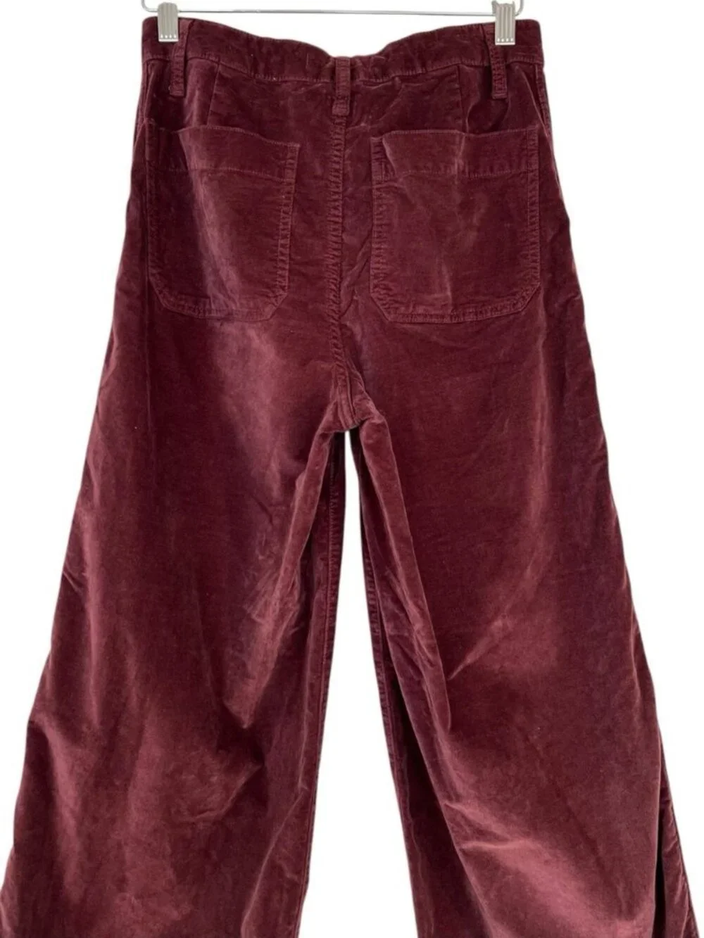 Madewell Emmett Wide Leg Velveteen Pants Burgundy Velvet Crop High Waisted 26